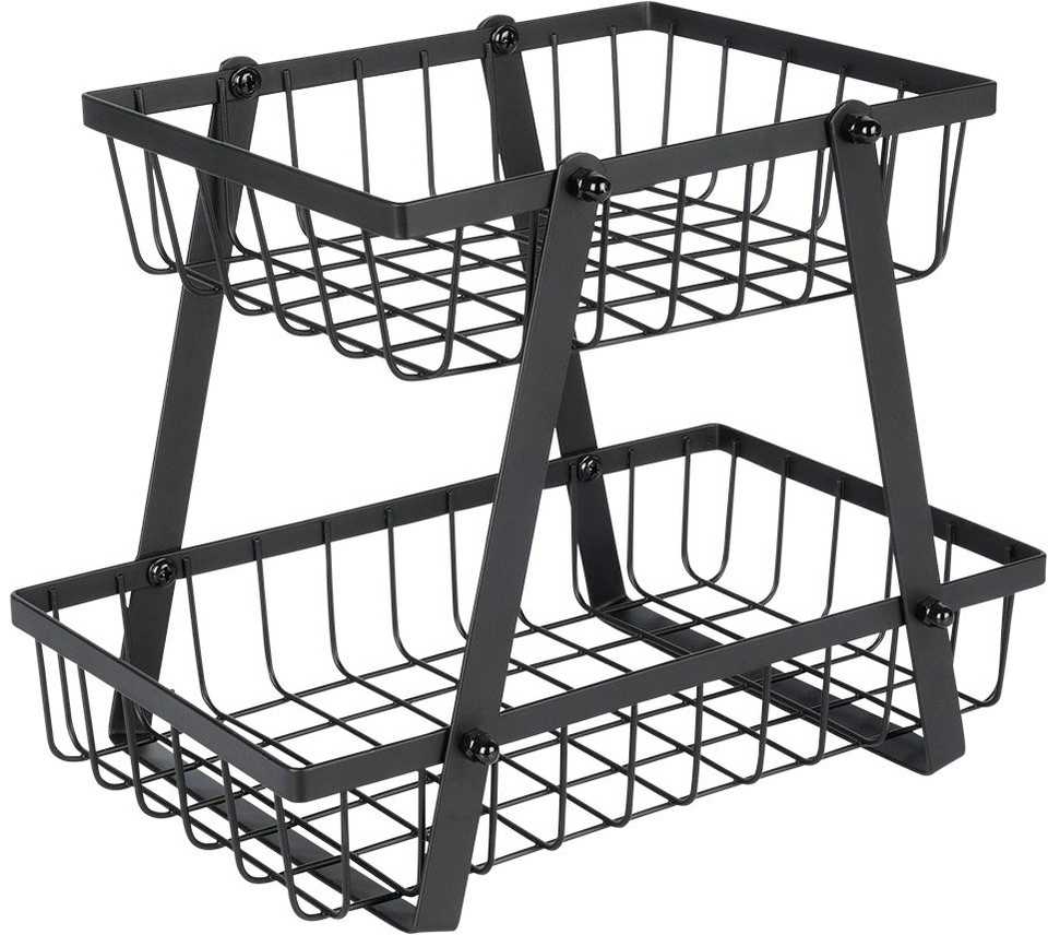 Vaisių ir daržovių krepšelis 2 pakopų metalinis juodas VILDE 28 x 17,5 x 21 cm