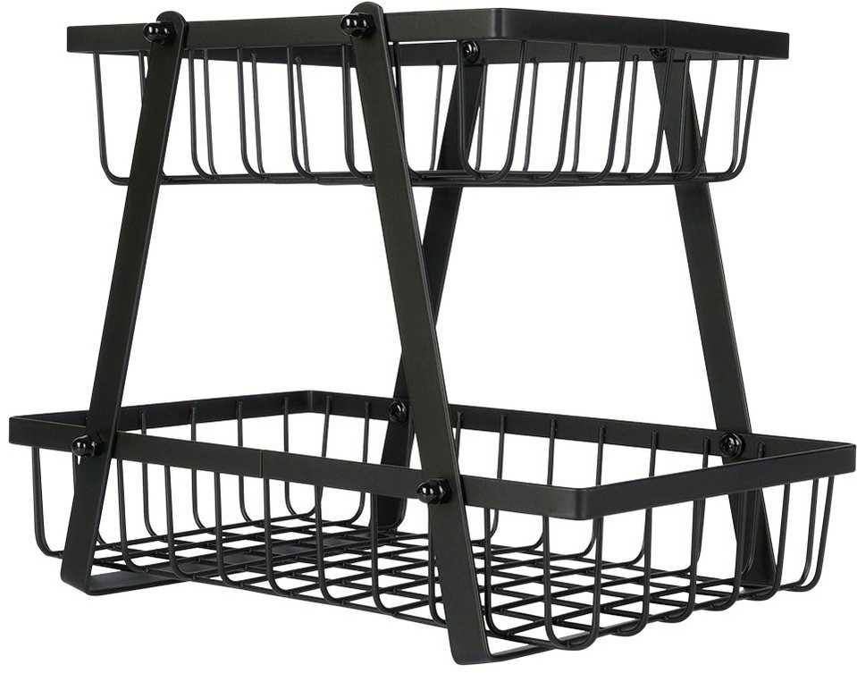 Vaisių ir daržovių krepšelis 2 pakopų metalinis juodas VILDE 28 x 17,5 x 21 cm