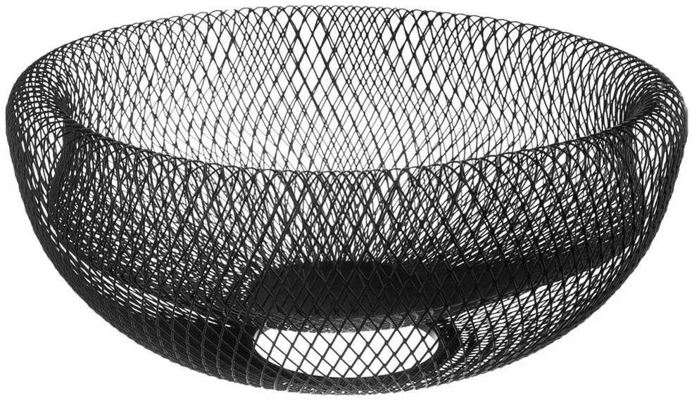 Vaisių ir daržovių krepšelis, juodas metalinis krepšelis, dubuo, apvali lėkštė, palėpė, 30 cm
