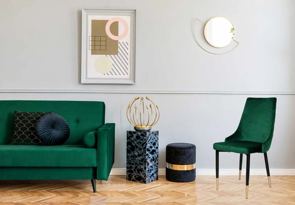 Vermont Velvet tamsiai žalia minkšta aksominė kėdė