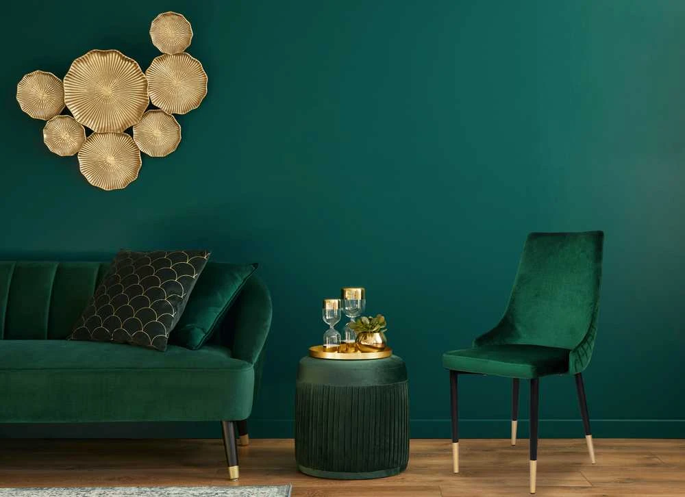 Vermont Velvet tamsiai žalia minkšta aksominė kėdė