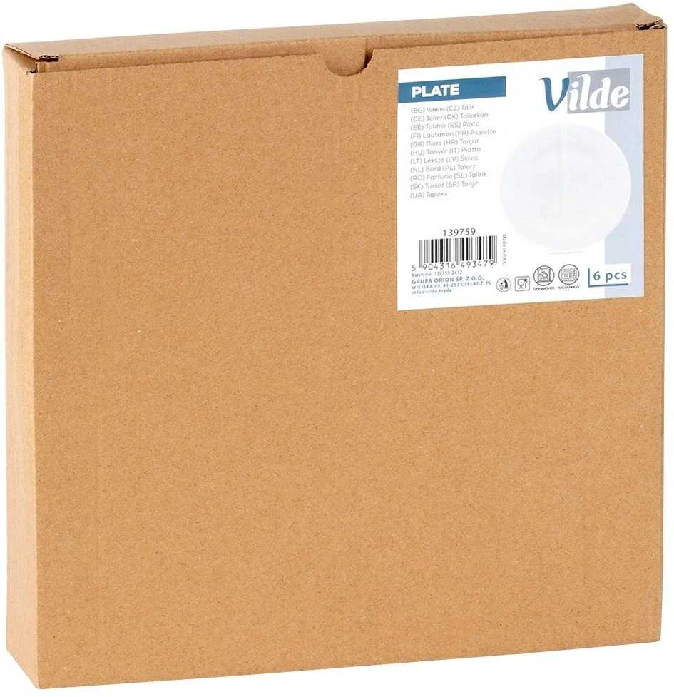 VILDE negilios stiklinės vakarienės lėkštės, baltos, 6 vnt., 25,5 cm, opalo spalvos