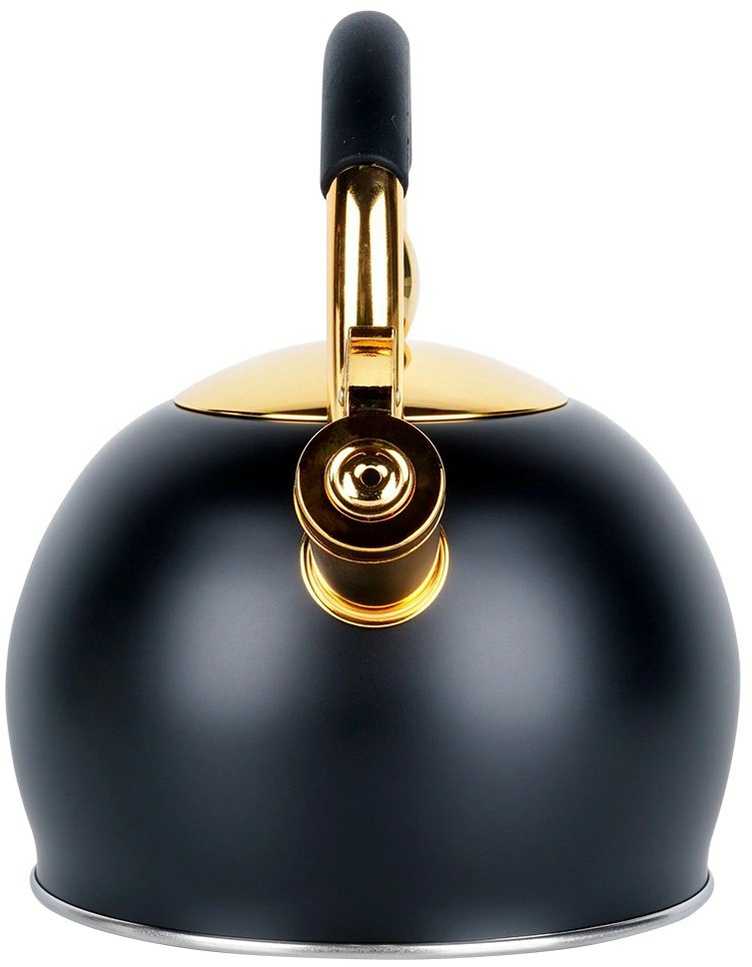 Virdulys su švilpuku, nerūdijantis plienas, juodas, auksinis, VILDE, 3 l