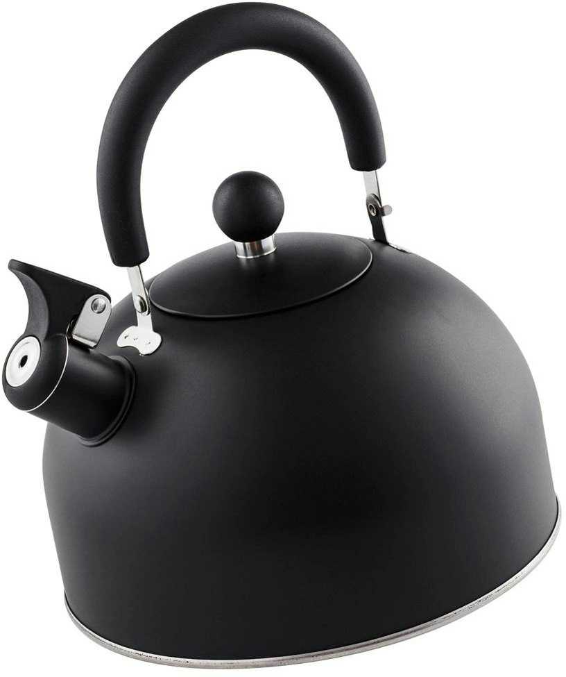 Virdulys su švilpuku, plieno, juodas, 3 l
