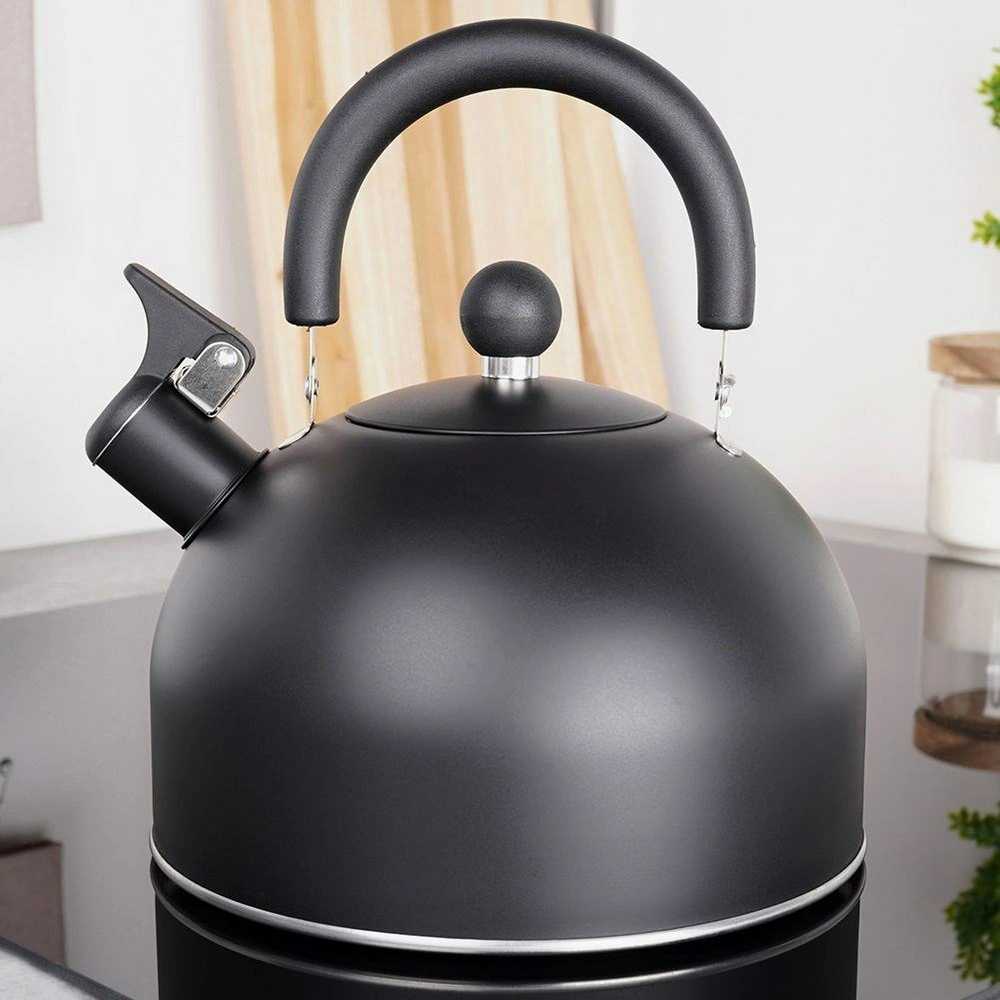 Virdulys su švilpuku, plieno, juodas, 3 l