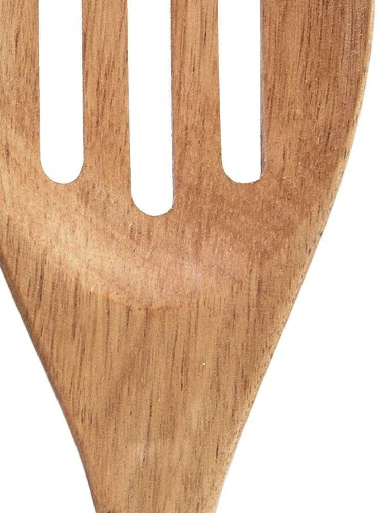 Virtuvinė mentele medinė akacijos ažūrinė 30 cm maišymui ir dengimui