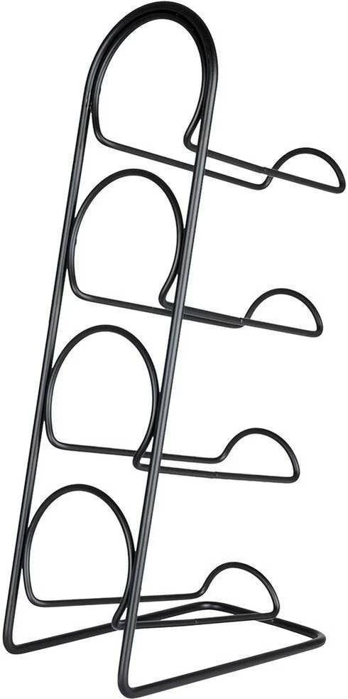 Vyno lentyna, metalinė, juoda, 4 buteliai, 21x12x43 cm
