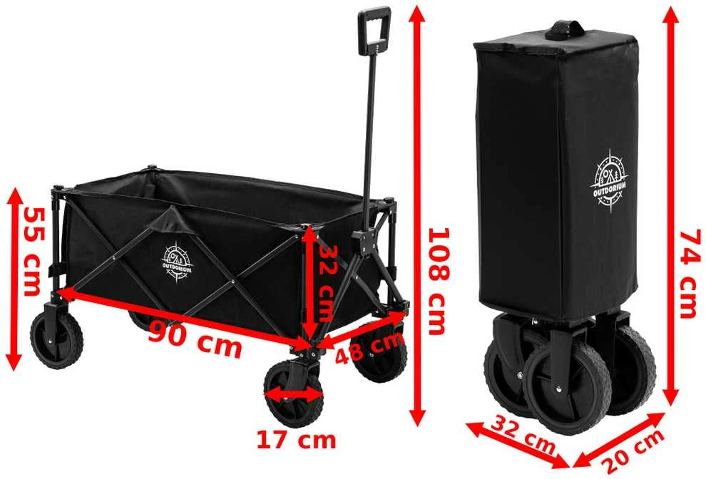 WAGEN sulankstomas paplūdimio sodo vežimėlis, juodas