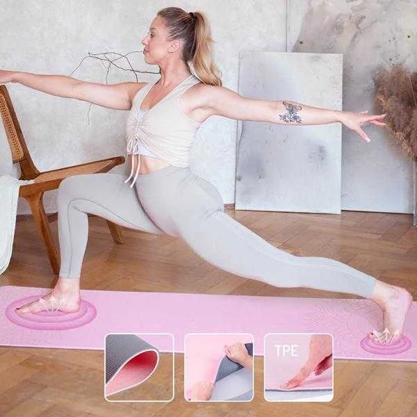 YM10 TPE YOGA MAT ŠVIESI RAUDŽIAS HMS