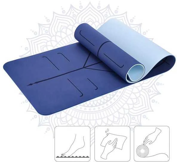 YM10 TPE YOGA MAT TAMSIAI MĖLYNAS HMS