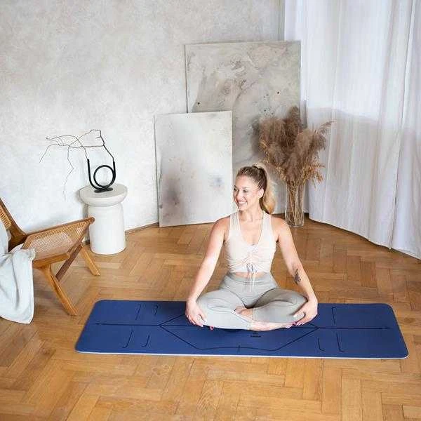 YM10 TPE YOGA MAT TAMSIAI MĖLYNAS HMS