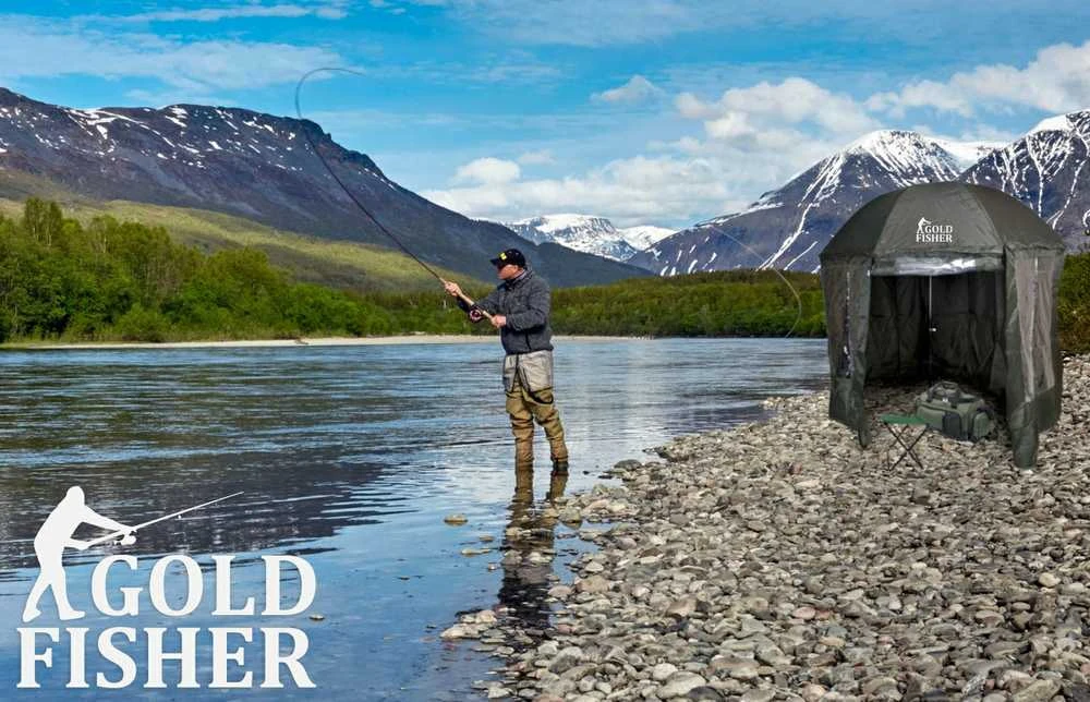 Žvejybos skėtis palapinė su užvalkalu YUKON tamsiai žalia