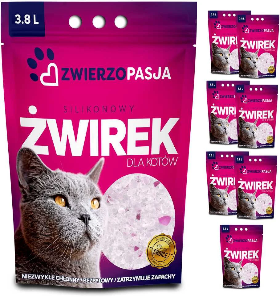 ZWIERZOPASJA silikoninis kačių kraiko rinkinys 8 x 3,8 L