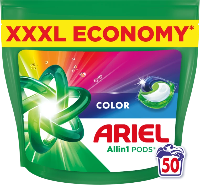 Skalbimo kapsulės Ariel All-in-1 Pods „Color“, (50 kapsulių)