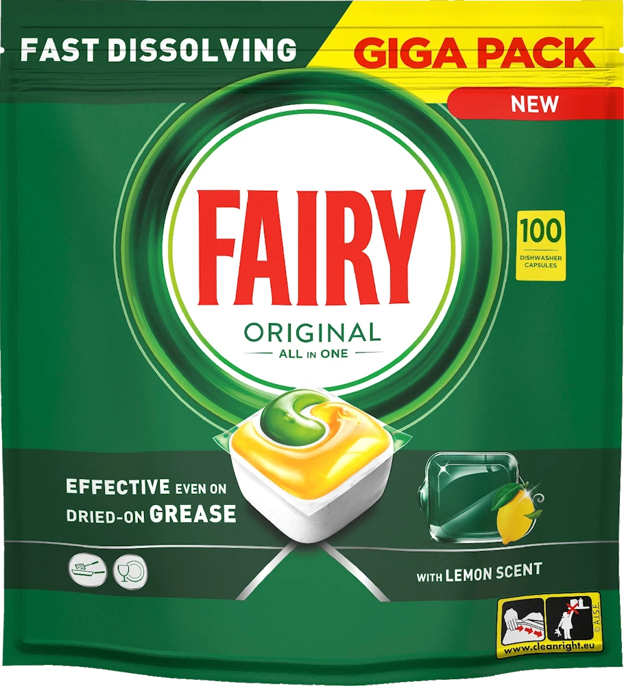 Indaplovių tabletės Fairy Platinum All In One Lemon, 100 vnt., citrinų kvapo