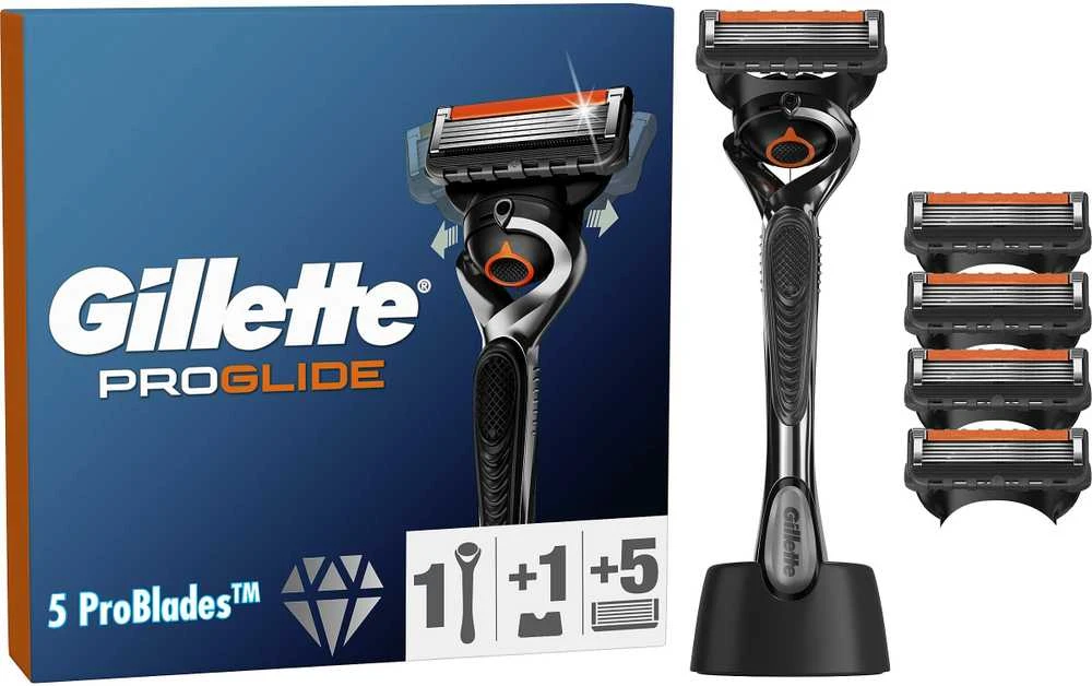 Gillette Fusion5 ProGlide Skustuvas Vyrams + 4 Skutimosi Galvučių