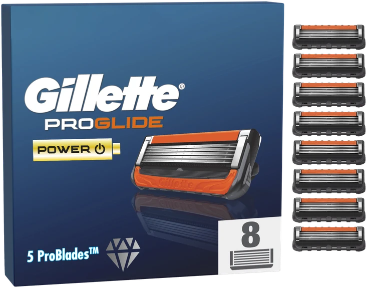 Skustuvo galvutės vyrams Gillette ProGlide Power, 8 vnt.