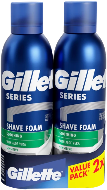 Raminamųjų skutimosi putų rinkinys Gillette Series Soothing, 2 x 200 ml