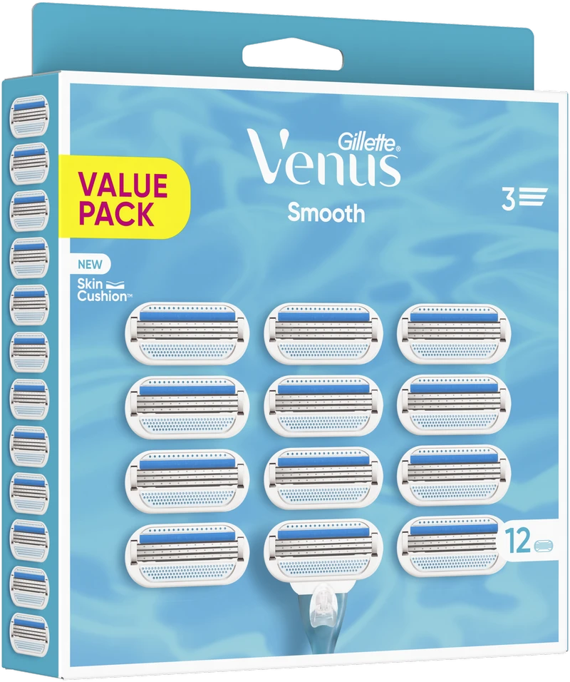 Gillette Venus Smooth Skustuvo Keičiamos Galvutės, 12 vnt.