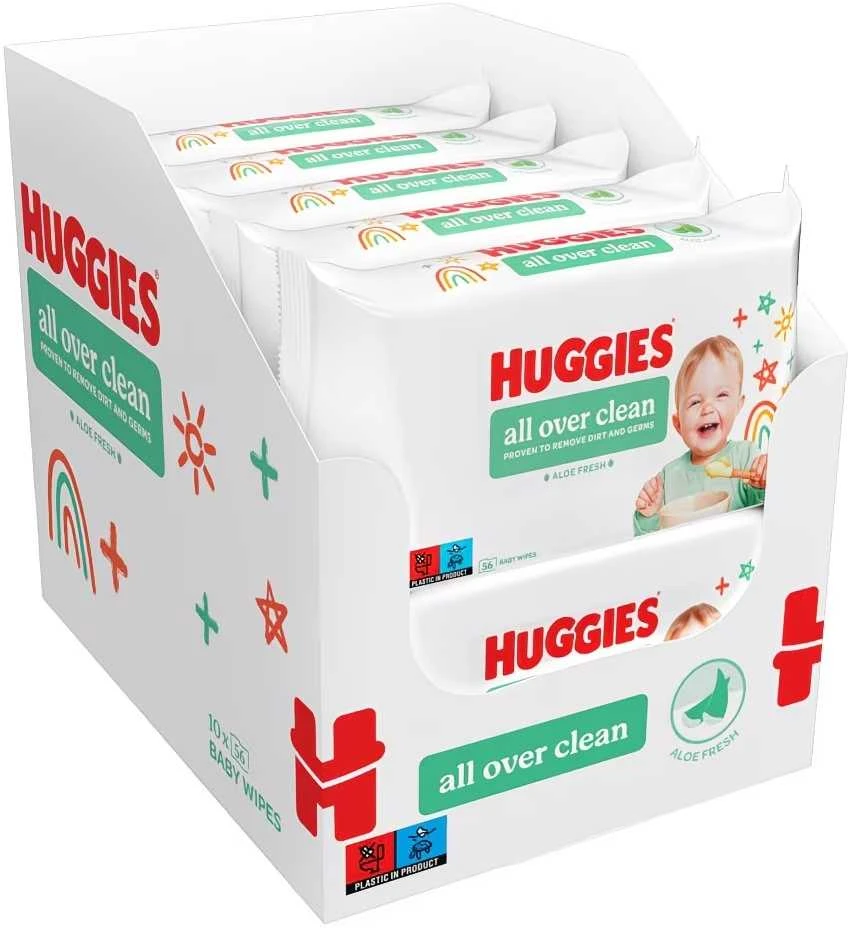 Huggies All Over Clean-Aloe fresh niisked salvrätikud 560tk