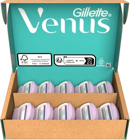 Keičiamos skustuvo galvutės moterims Gillette Venus ComfortGlide Breeze, 10 vnt.