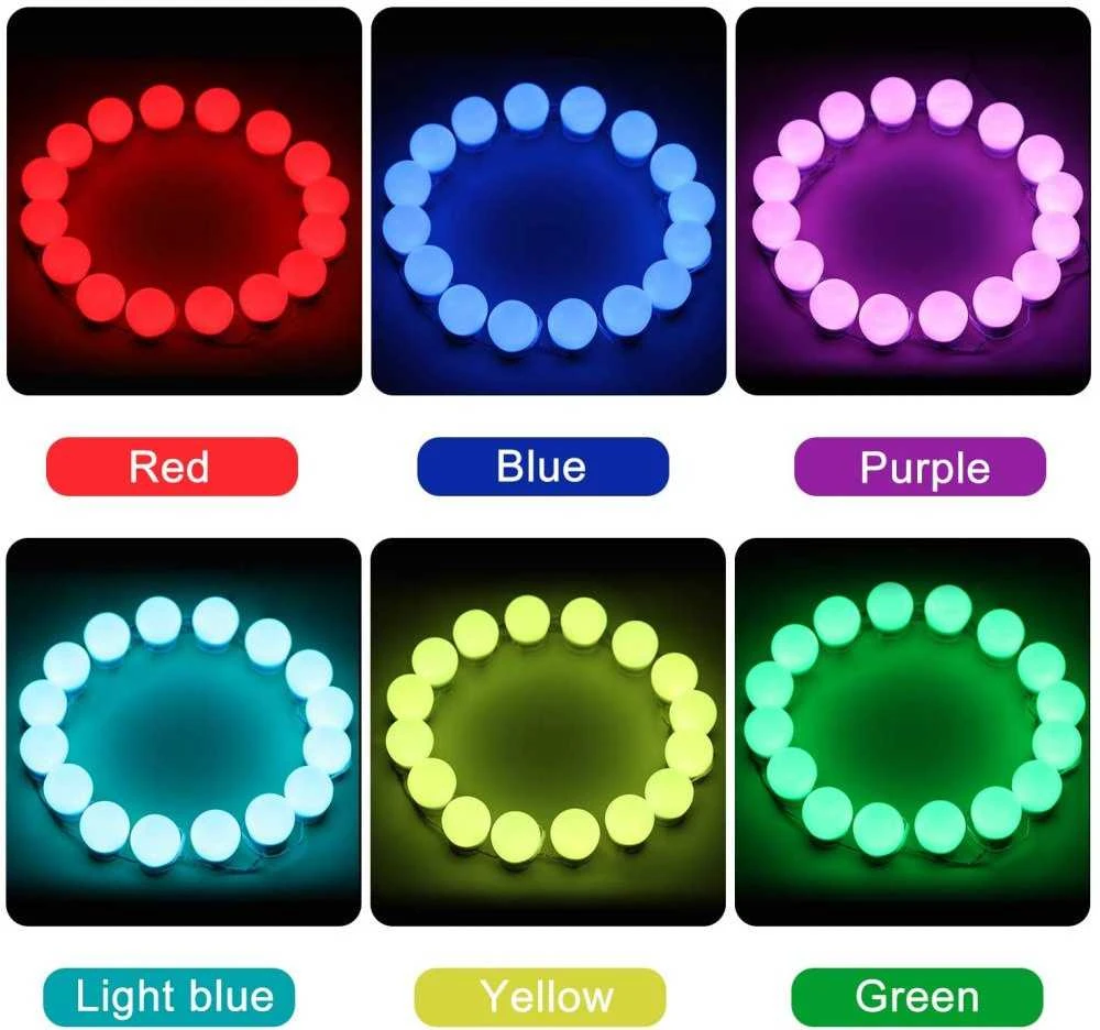 LED lambid peeglile 10 tk, erinevad värvid