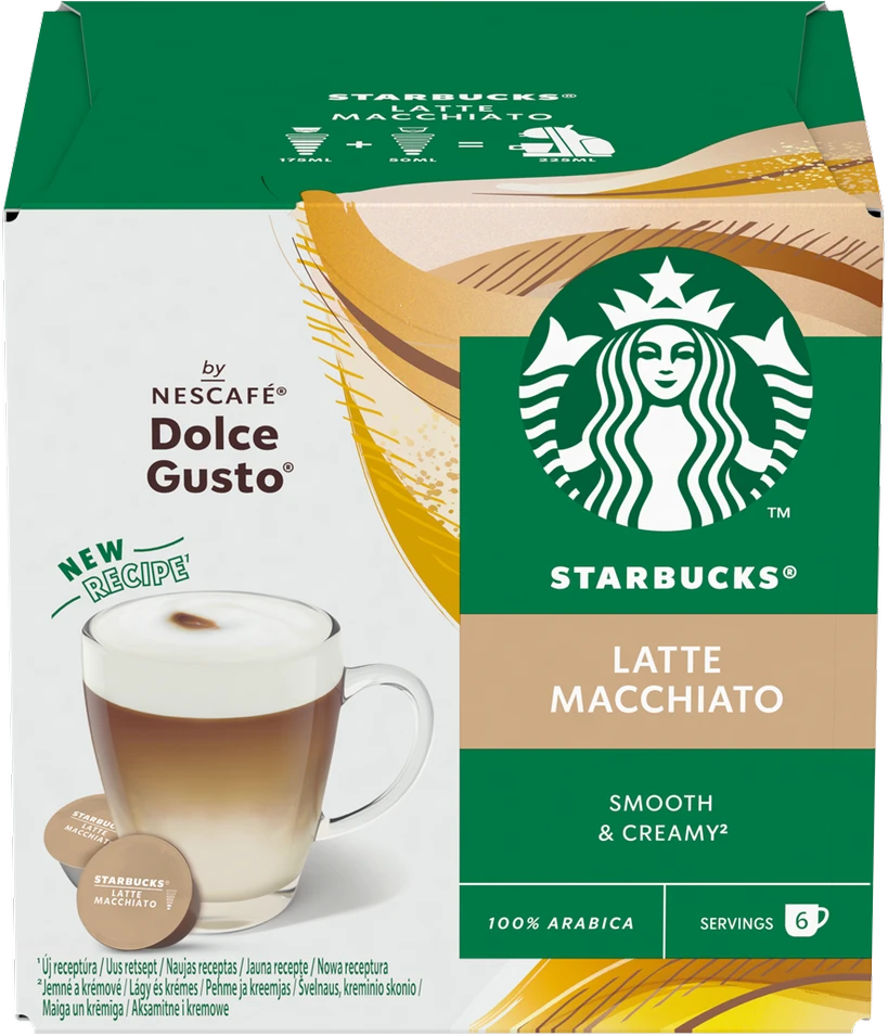 Kavos kapsulės, suderinamos su NESCAFÉ® Dolce Gusto® Starbucks Latte Macchiato, 6 + 6 vnt.