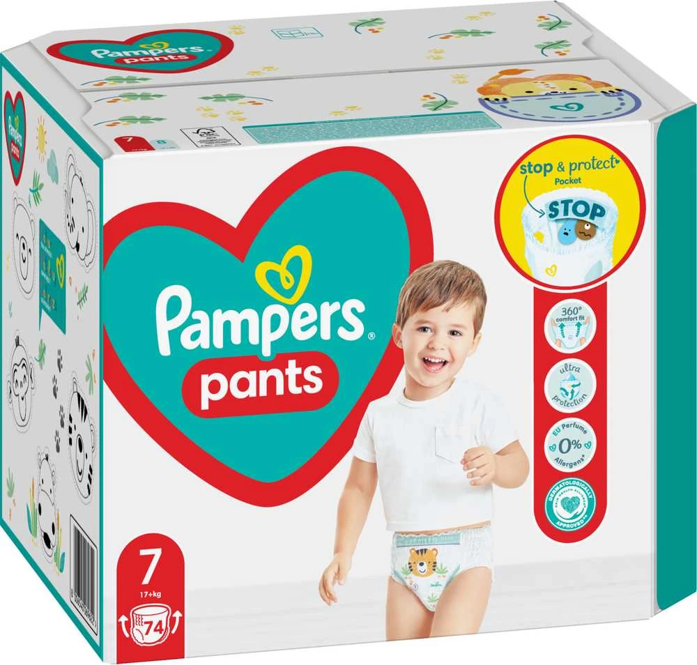 Sauskelnės - kelnaitės Pampers Pants 7 dydis, 17kg+, 74vnt.