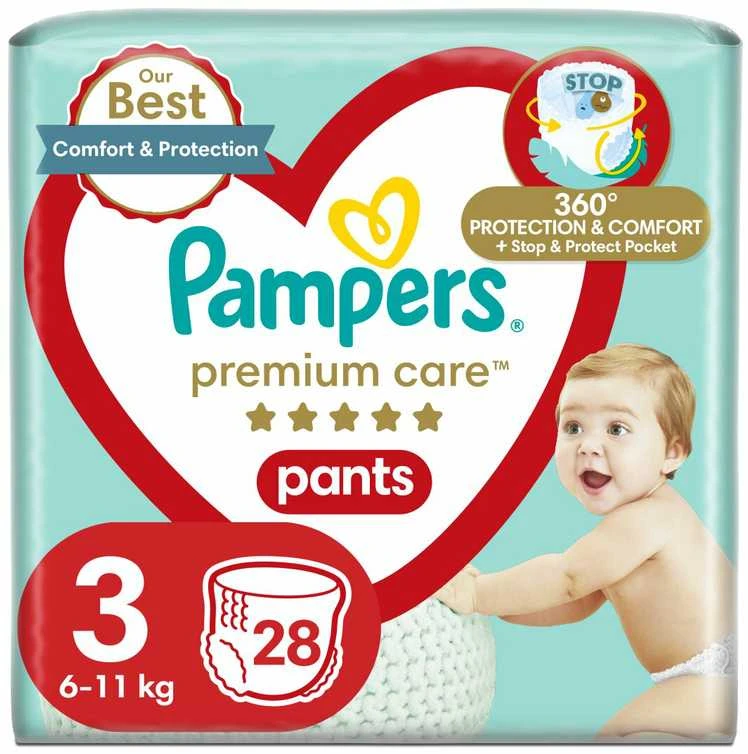 Pampers Premium Care 3 Dydžio Sauskelnės-Kelnaitės, 28 Kelnait., 6-11 kg