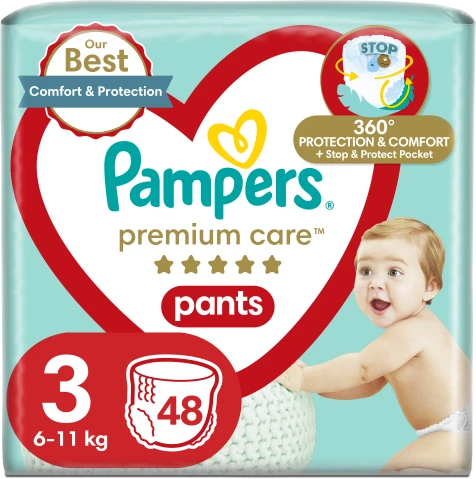 Sauskelnės-kelnaitės PAMPERS Premium Pants, Value Pack, 3 dydis, 48 vnt.