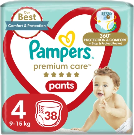 Sauskelnės-Kelnaitės PAMPERS Premium Pants, Value Pack,4 dydis, 38 vnt.
