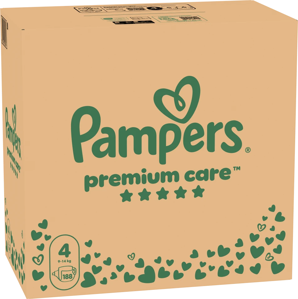 Pampers Premium Care Tape Sauskelnės, 4 Dydis, 188 vnt.