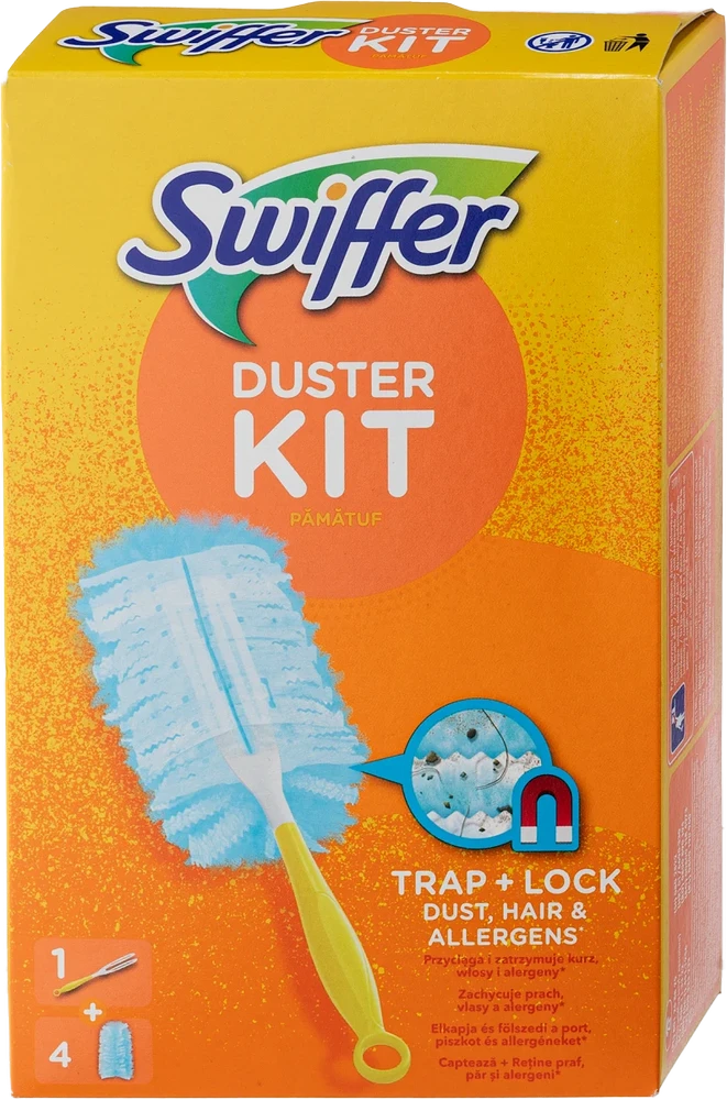 Swiffer Duster Starter Kit Dulkių šepetėlis + šluostelės, 4 vnt