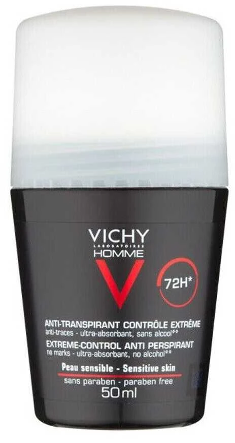 Rutulinis dezodorantas - antiperspirantas vyrams Vichy Homme Intense Roll On 72H, 50 ml