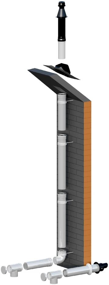 Ricomgas Kamino alkūnė koncentrinė 87° DN80/125