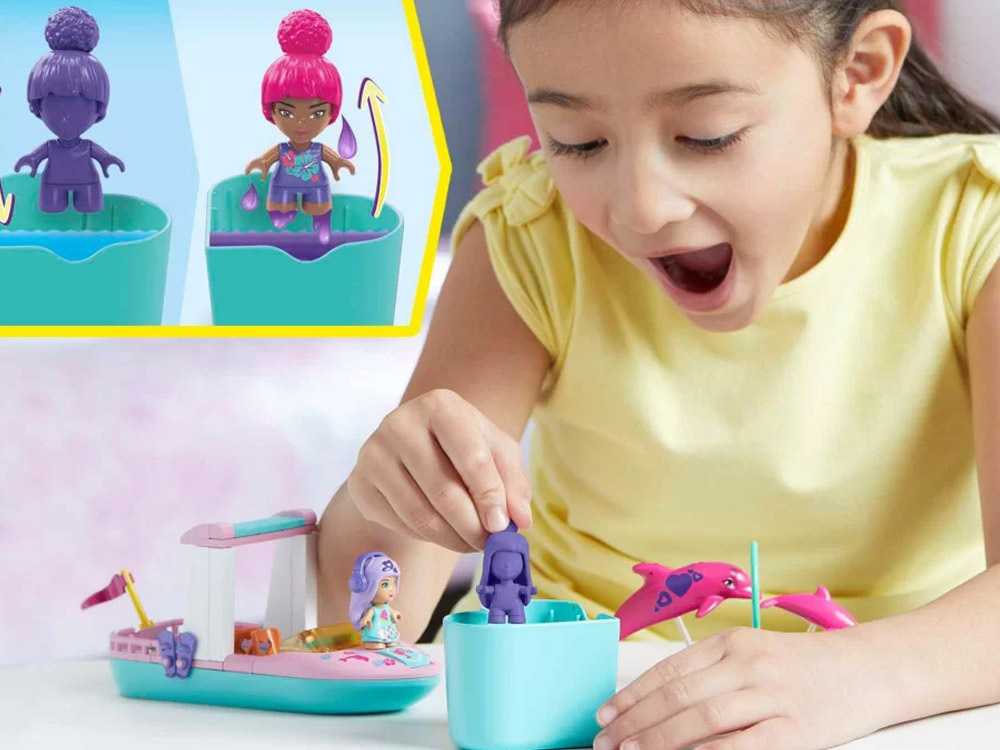 Mega Bloks Mattel 121 dalių MEGA Barbie spalvų atskleidimo blokeliai Nuotykių su delfinais už5425
