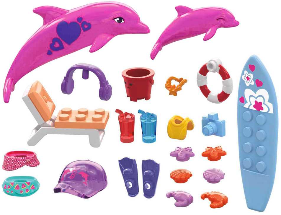 Mega Bloks Mattel 121 dalių MEGA Barbie spalvų atskleidimo blokeliai Nuotykių su delfinais už5425
