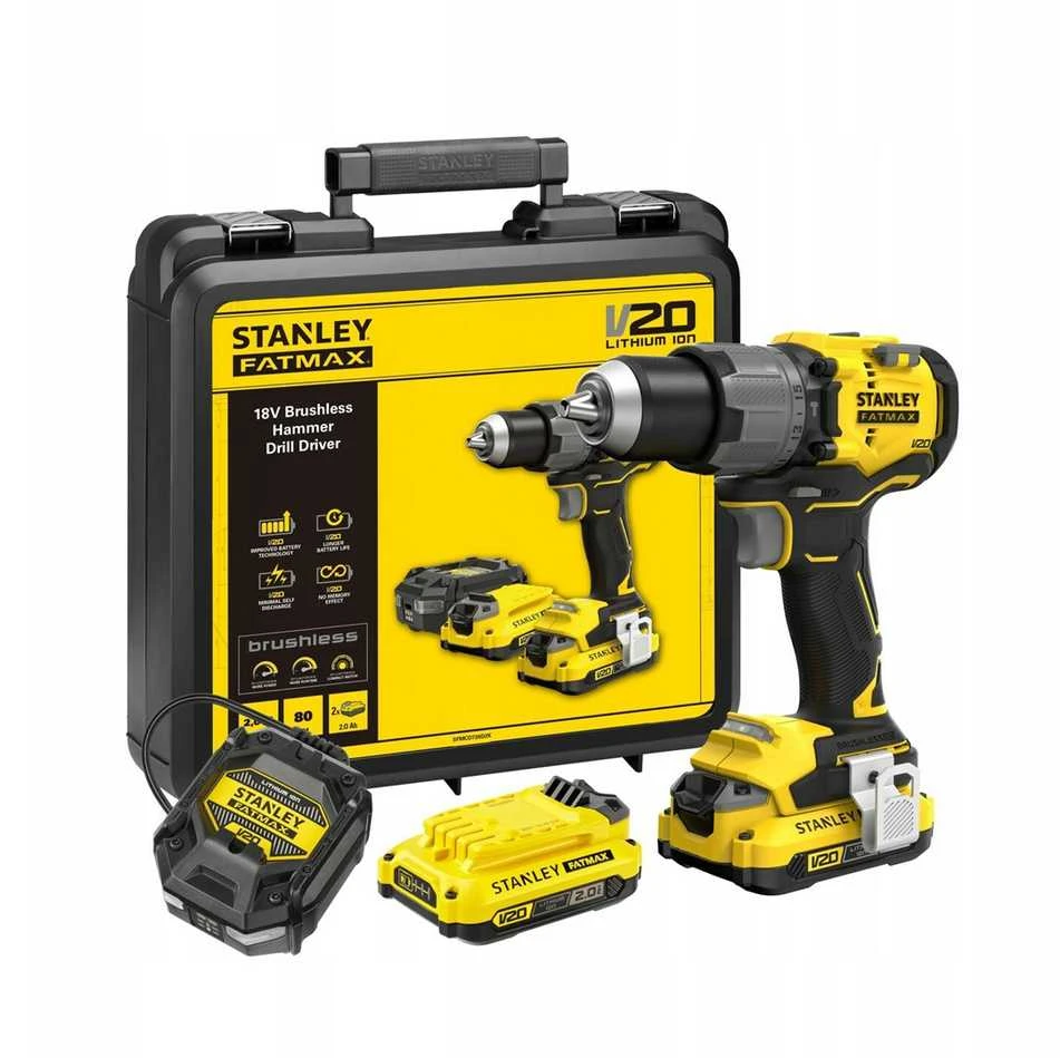 Smūginis suktuvas-gręžtuvas Stanley SFMCD725D2K-QW; 18 V; 2x2,0 Ah akum.