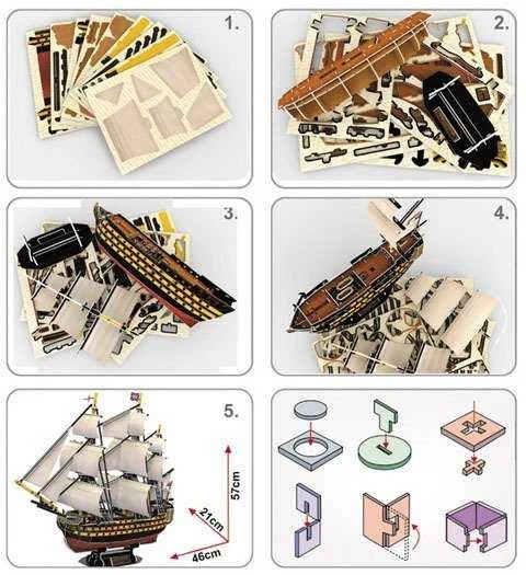Dėlionė Jokomisiada 3D galvosūkių laivas HMS VICTORY laivas jūra ZA1785