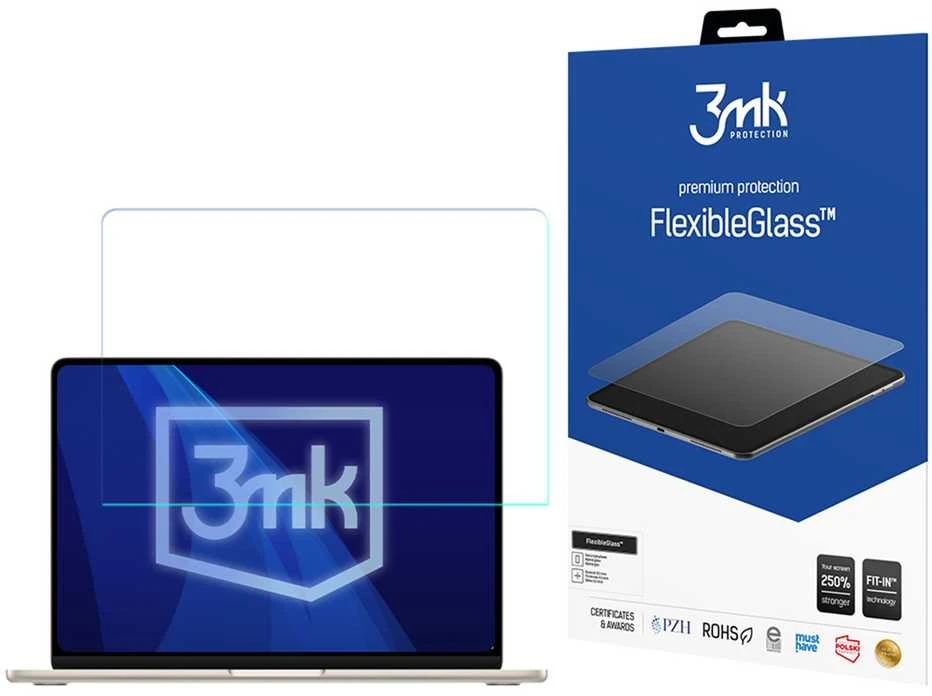 3MK „FlexibleGlass“ „MacBook Air 2022“ (M2) 13,6 colio hibridinio stiklo dėklas