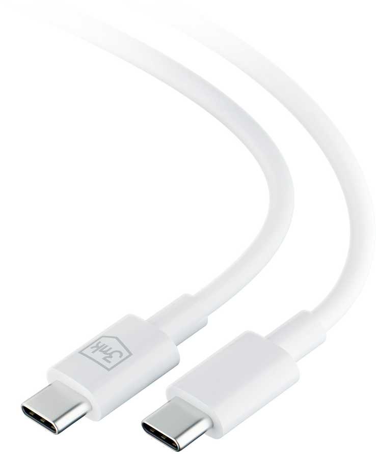 3MK Hyper Kabelis USB-C - USB-C 100W 1.2m baltos spalvos Kabelis
