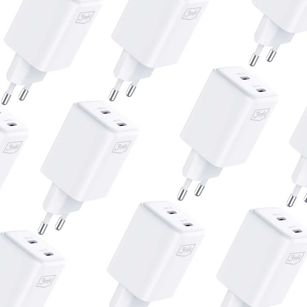 Laidinis įkroviklis 3MK Hyper Charger PD 45W GaN QC4+ PPS 2C Super-Fast Charge 2.0 baltos spalvos