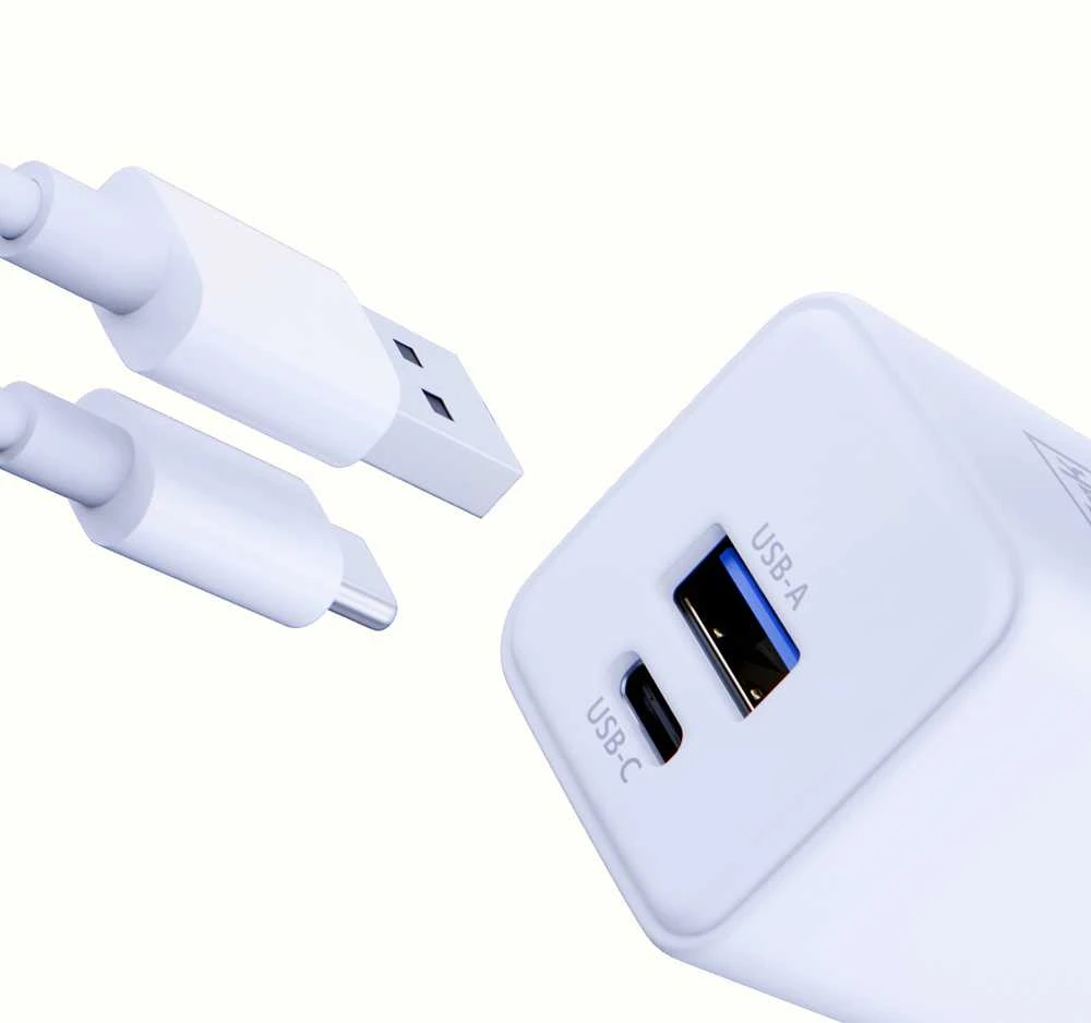 3Mk Protection 3mk Hyper GaN įkroviklis 20W QC4+ PD PPS USB-C USB-A sieninis įkroviklis - Baltas