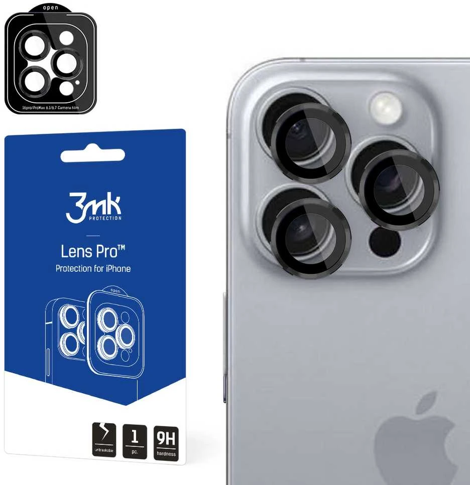 3mk Lens Protection Pro Kameros apsauga with Juodas Frame Apple iPhone 16 Pro / 16 Pro Max