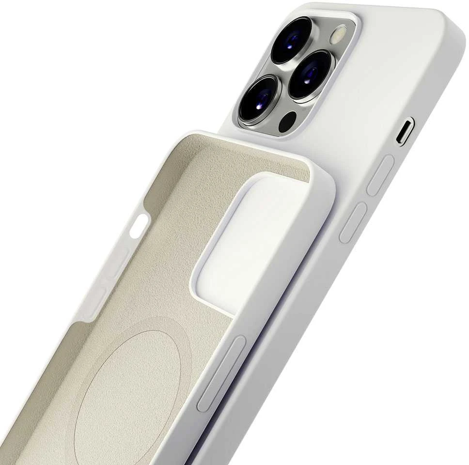 Dėklas 3Mk Protection 3mk Hardy silikoninis „MagCase“, skirtas „iPhone 15 Pro Max“ – baltas