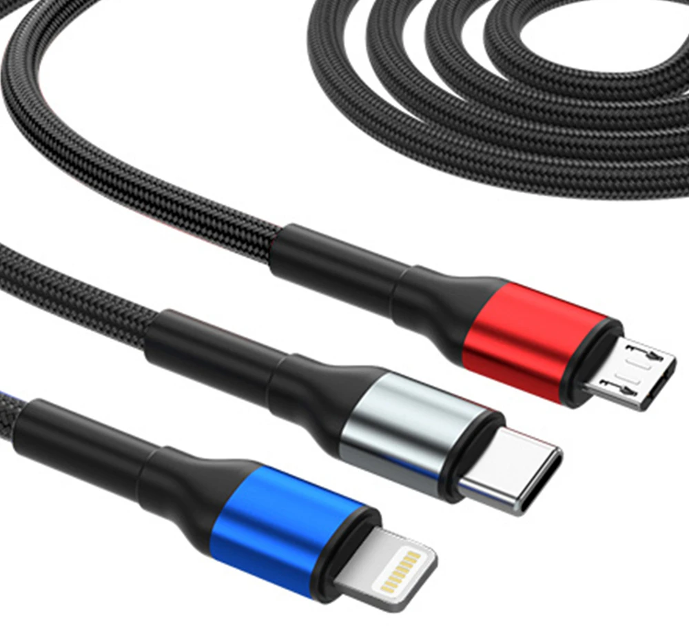 3Mk apsaugos priedai - 3mk Hyper Cable N-SERIES 6 in 1 C/A į C/Lightning/Micro 1.2m QC 3.0 9V/2A 18W Juodas