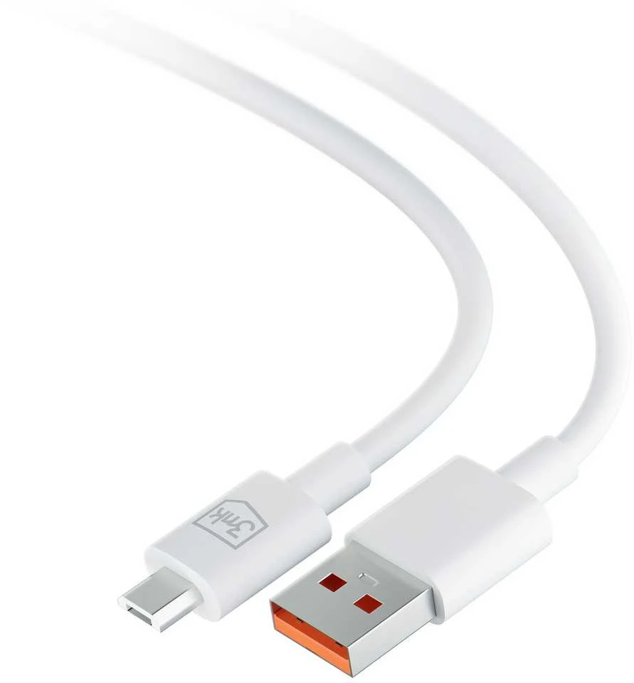 3MK Hyper Cable USB-A – Micro USB 1,2 m 5 V 2,4 A Baltas kabelis