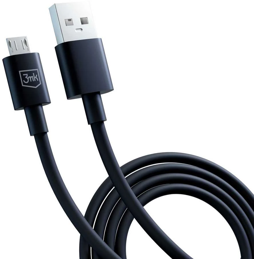 3MK Hyper Cable USB-A – Micro USB1.2m 5V 2,4A juodos spalvos cable