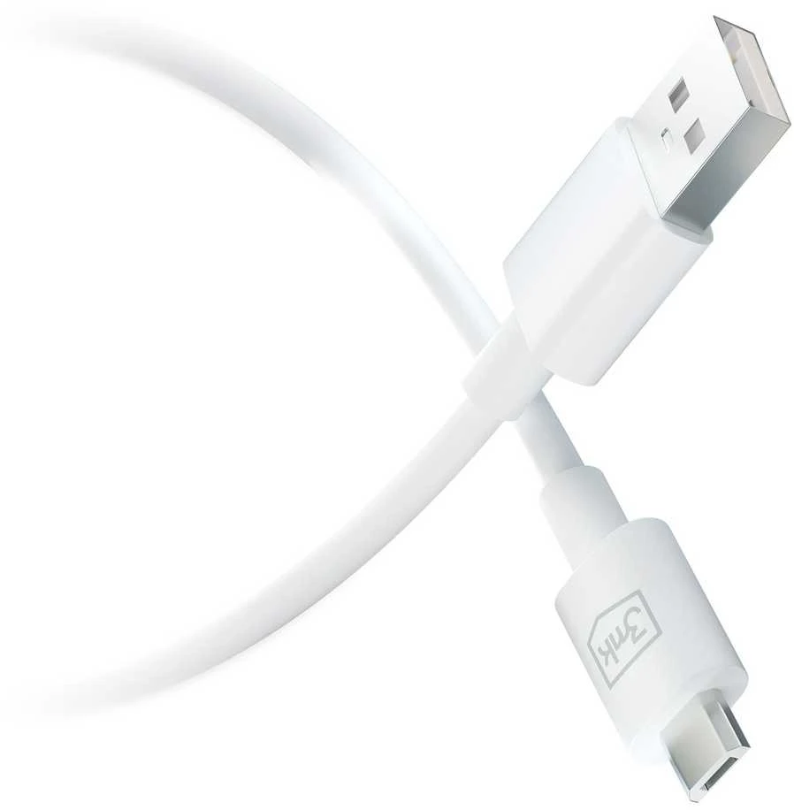 3MK Hyper Cable USB-A – Micro USB 1,2 m 5 V 2,4 A Baltas kabelis