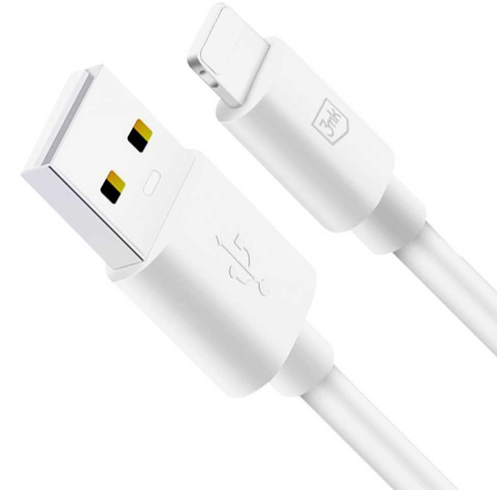 3MK Hyper Cable USB-A į Lightning 1.2m 5V/2.1A 12W baltos spalvos